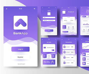 Banking app screens illustration
