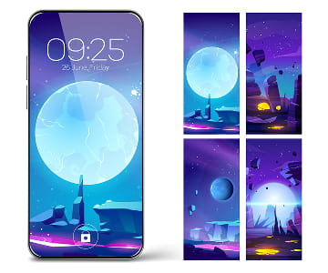 Different mobile screens illustrations